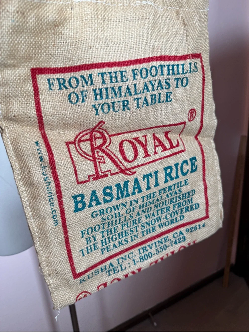 Vintage royal rice bag jute burlap zip top up cycled reusable bag